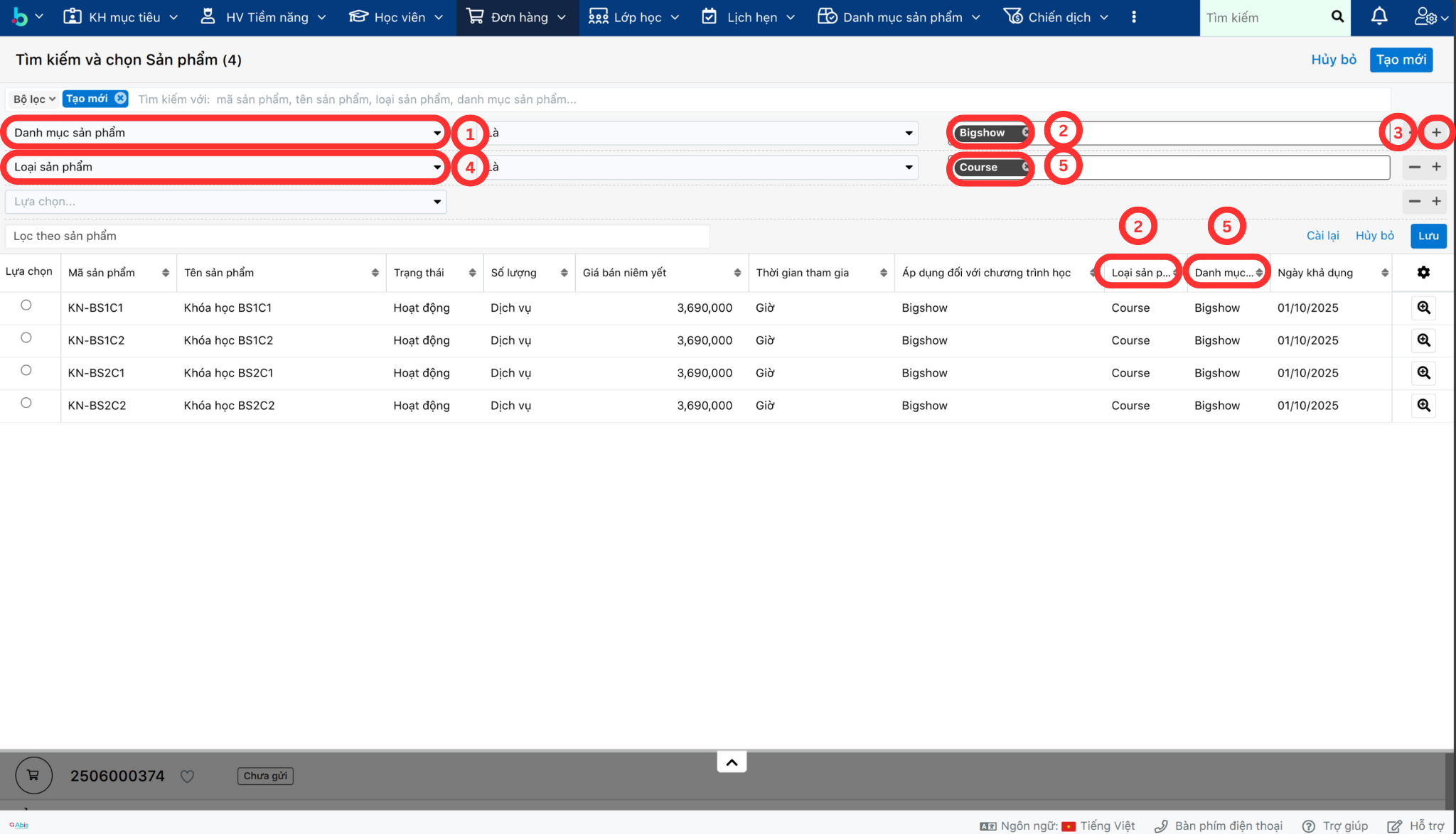 Hình ảnh bộ lọc sản phẩm