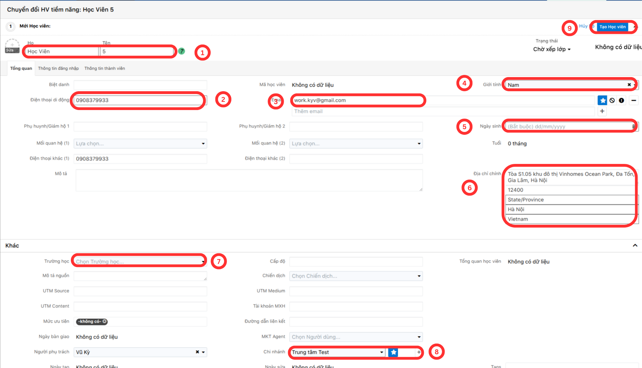 Thông báo chuyển đổi thành công