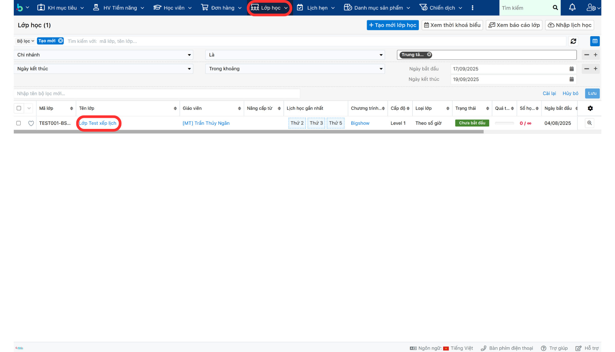 Bước 1 ghi danh Học viên