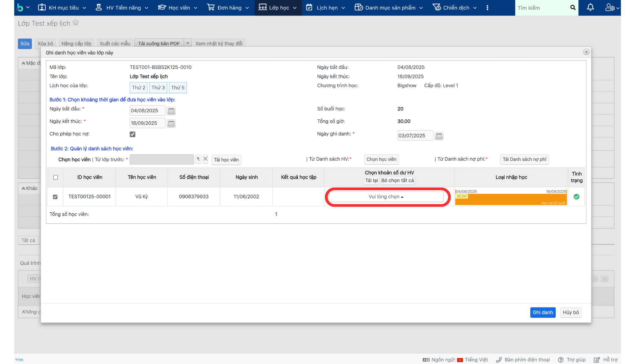 Bước 5 chọn đơn hàng