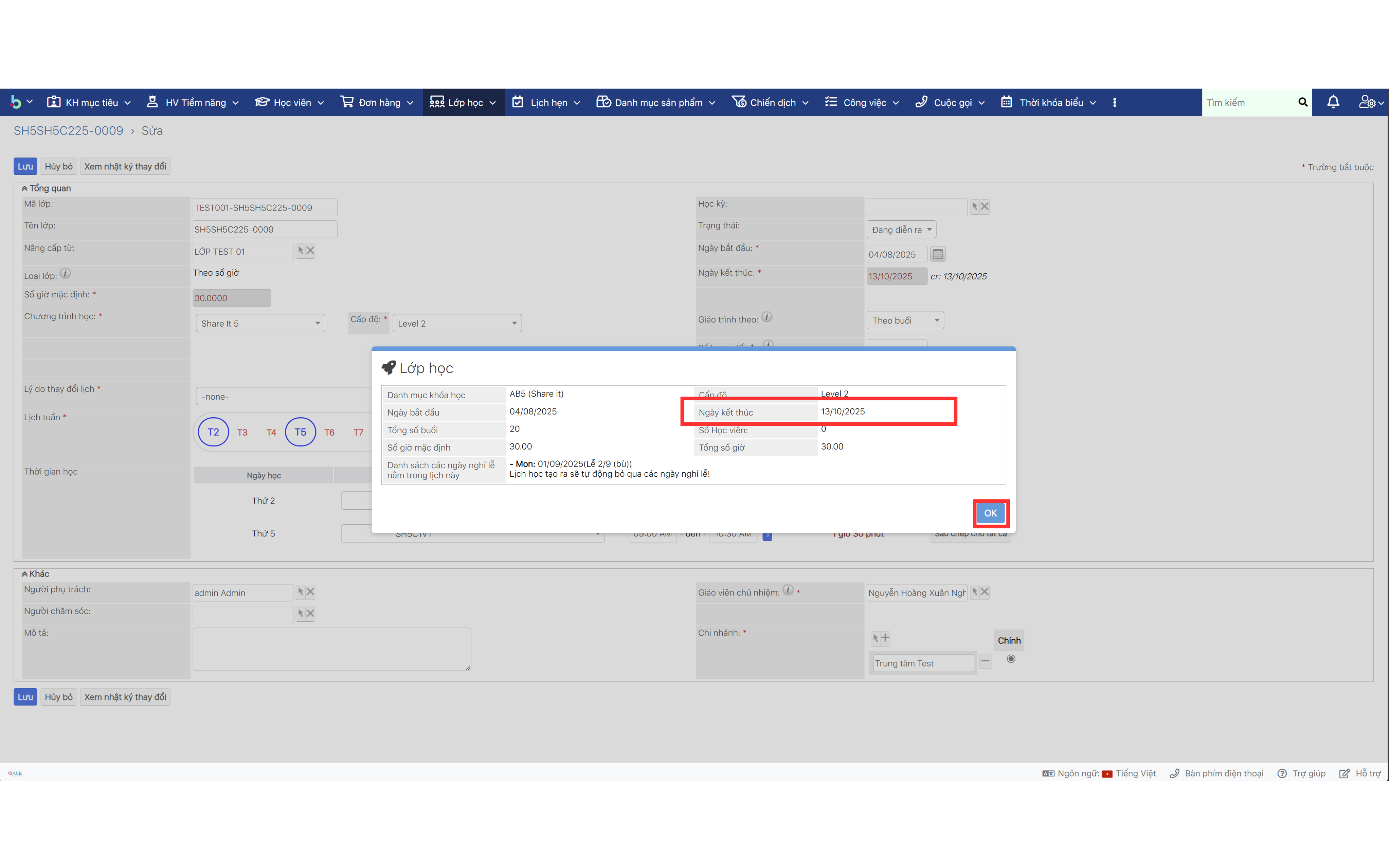 Bước 5 cập nhật chương trình học