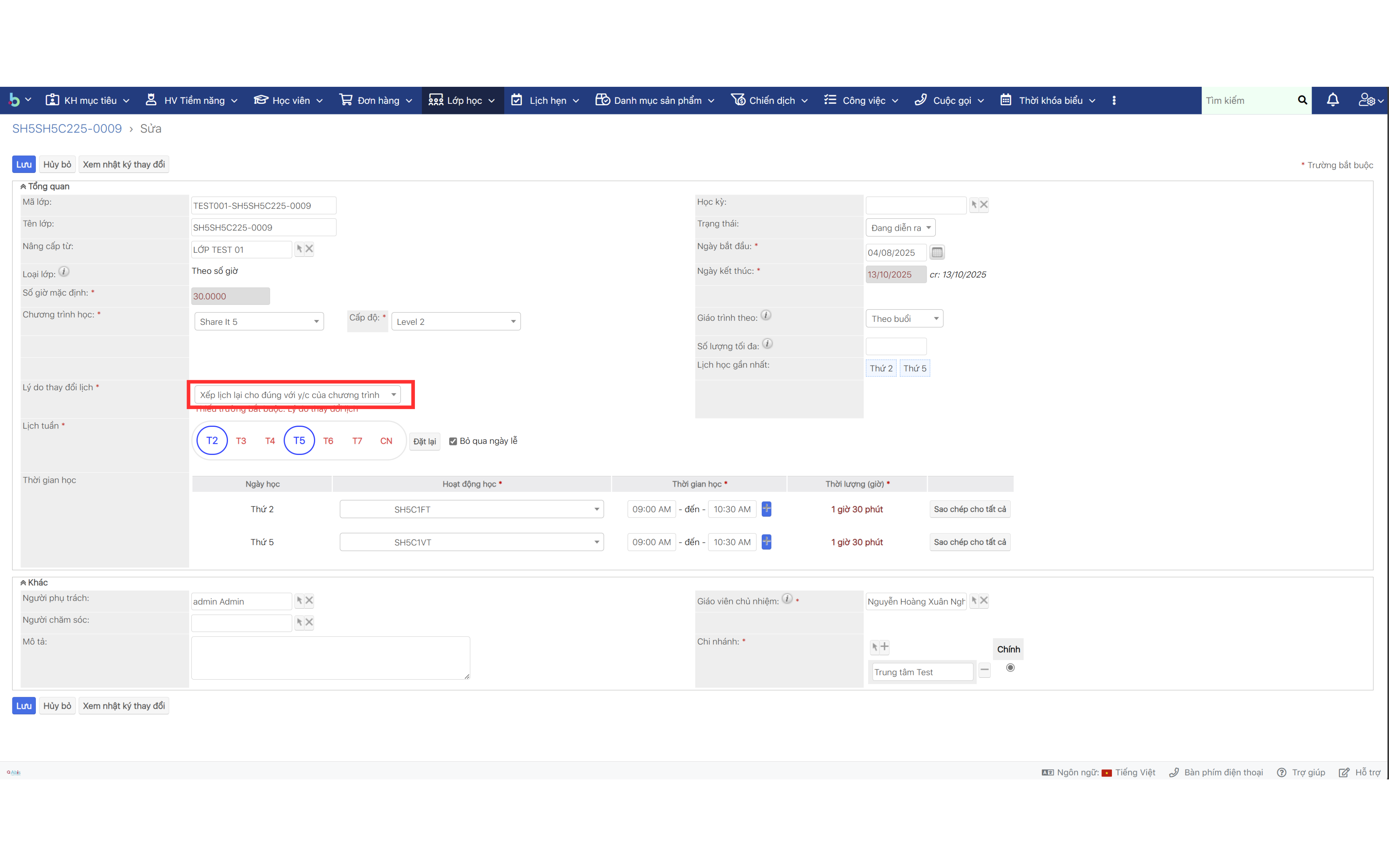 Bước 6 cập nhật chương trình học